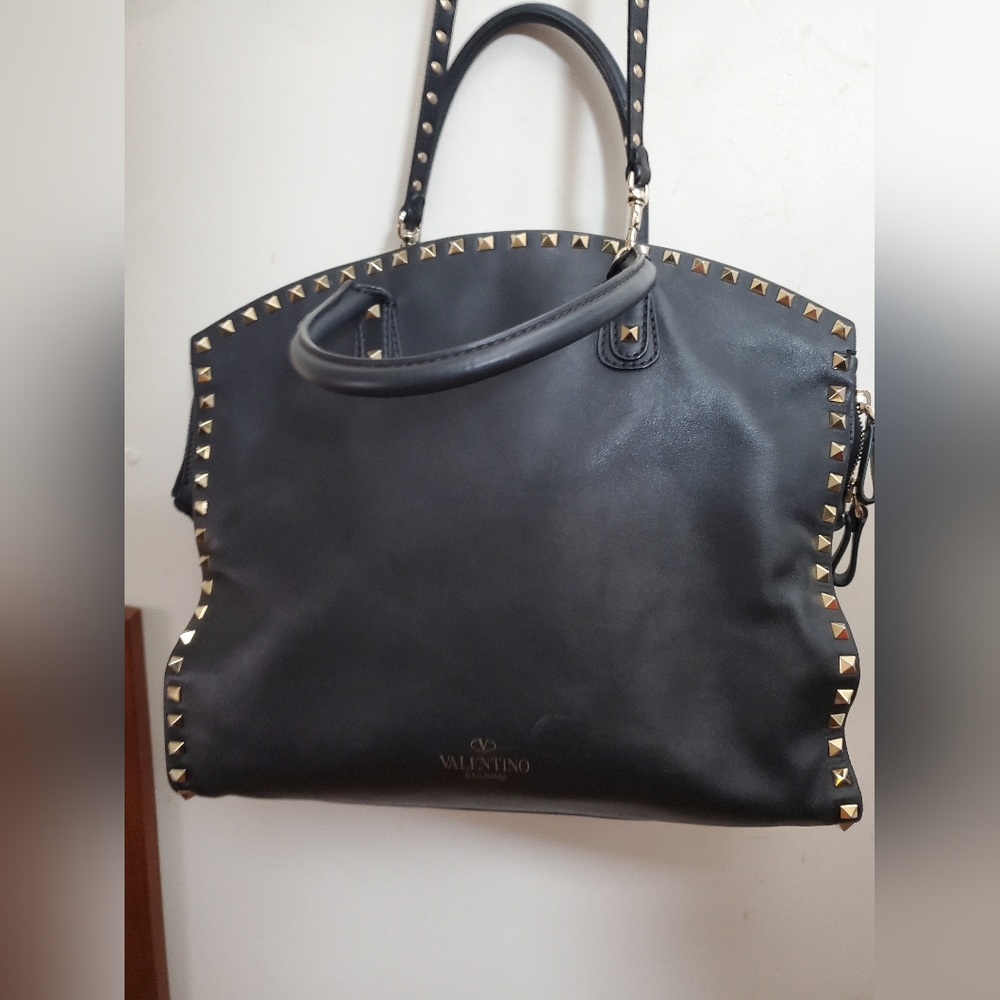 Like new Valentino Caravani studded leather satchel briefcase with studded strap